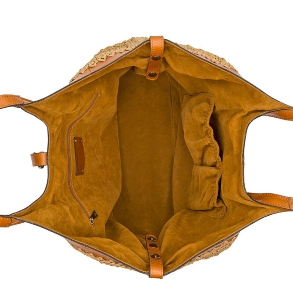 Patricia Nash Tan Woven Straw & Leather Tote - Picture 6 of 6